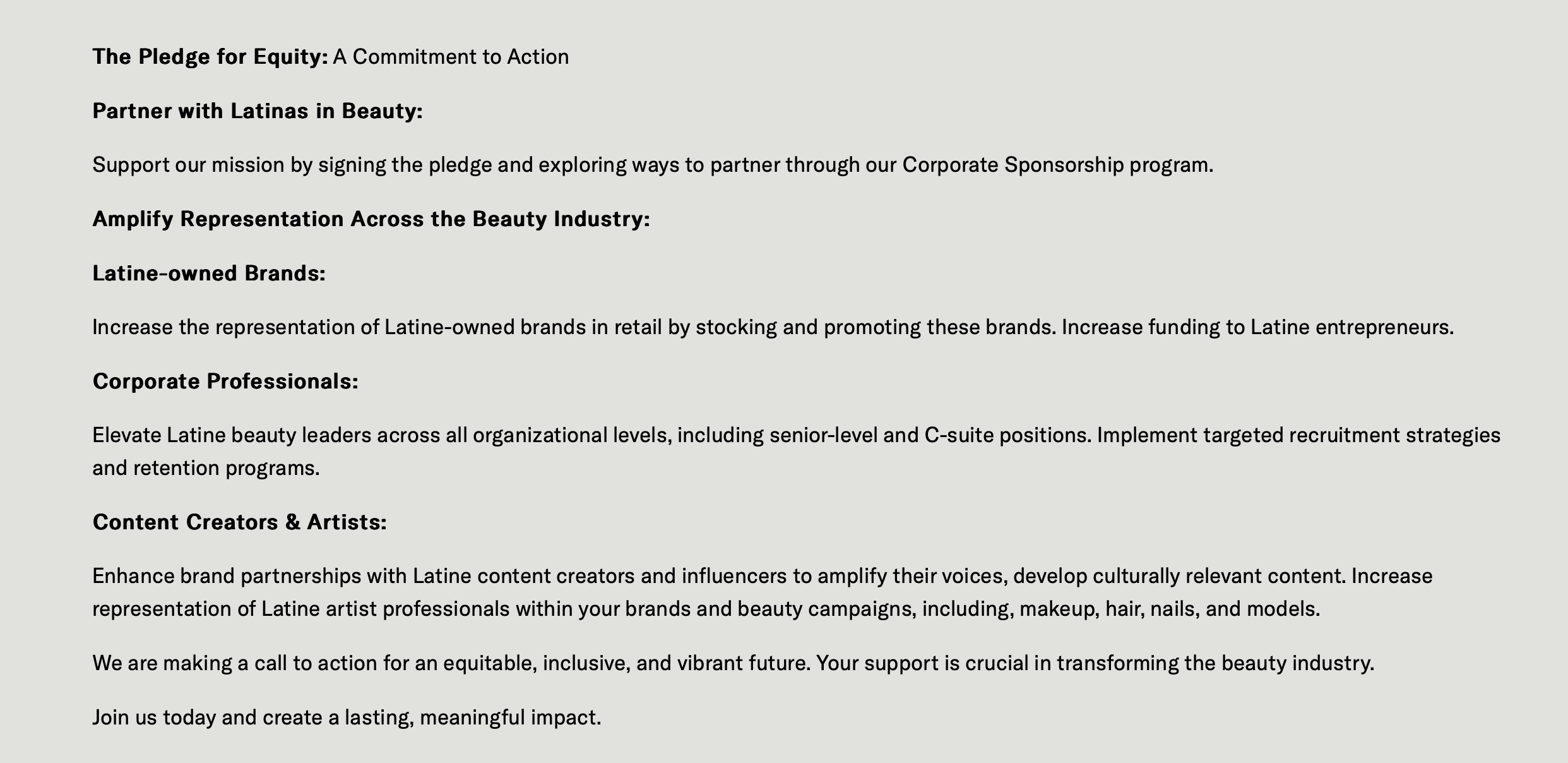 [Titre du site] Latinas In Beauty appelle l'industrie de la beauté à s'engager à soutenir l'augmentation de la représentation et de l'impact des Latinas