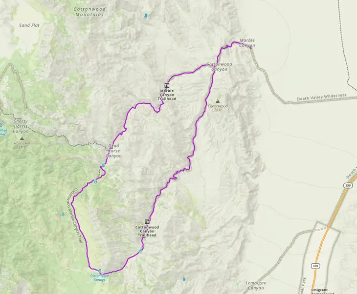 Gaia GPS parc national de la vallée de la mort