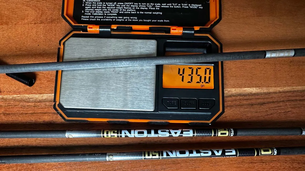 L'Easton 5.0 est une flèche de poids moyen idéal