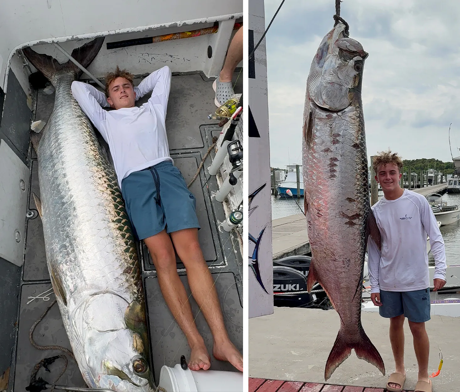 Un adolescent avec un énorme tarpon.