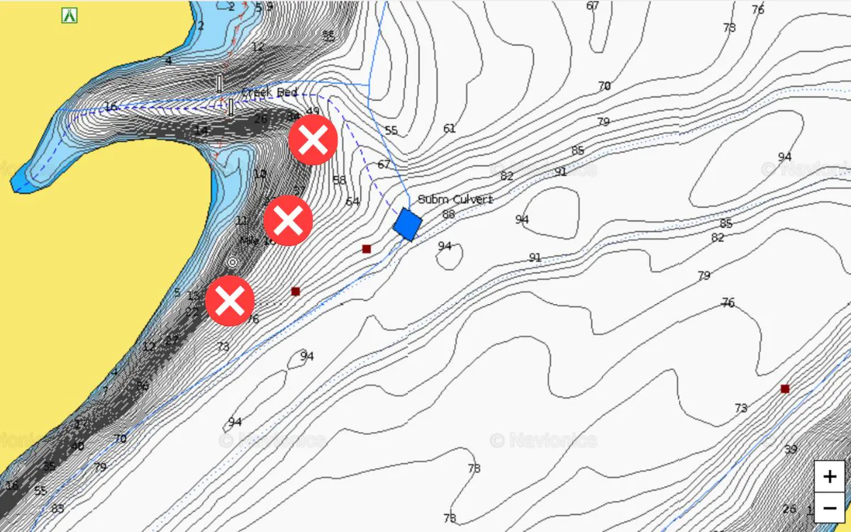 Une carte de contour montrant où attraper de gros bars de printemps