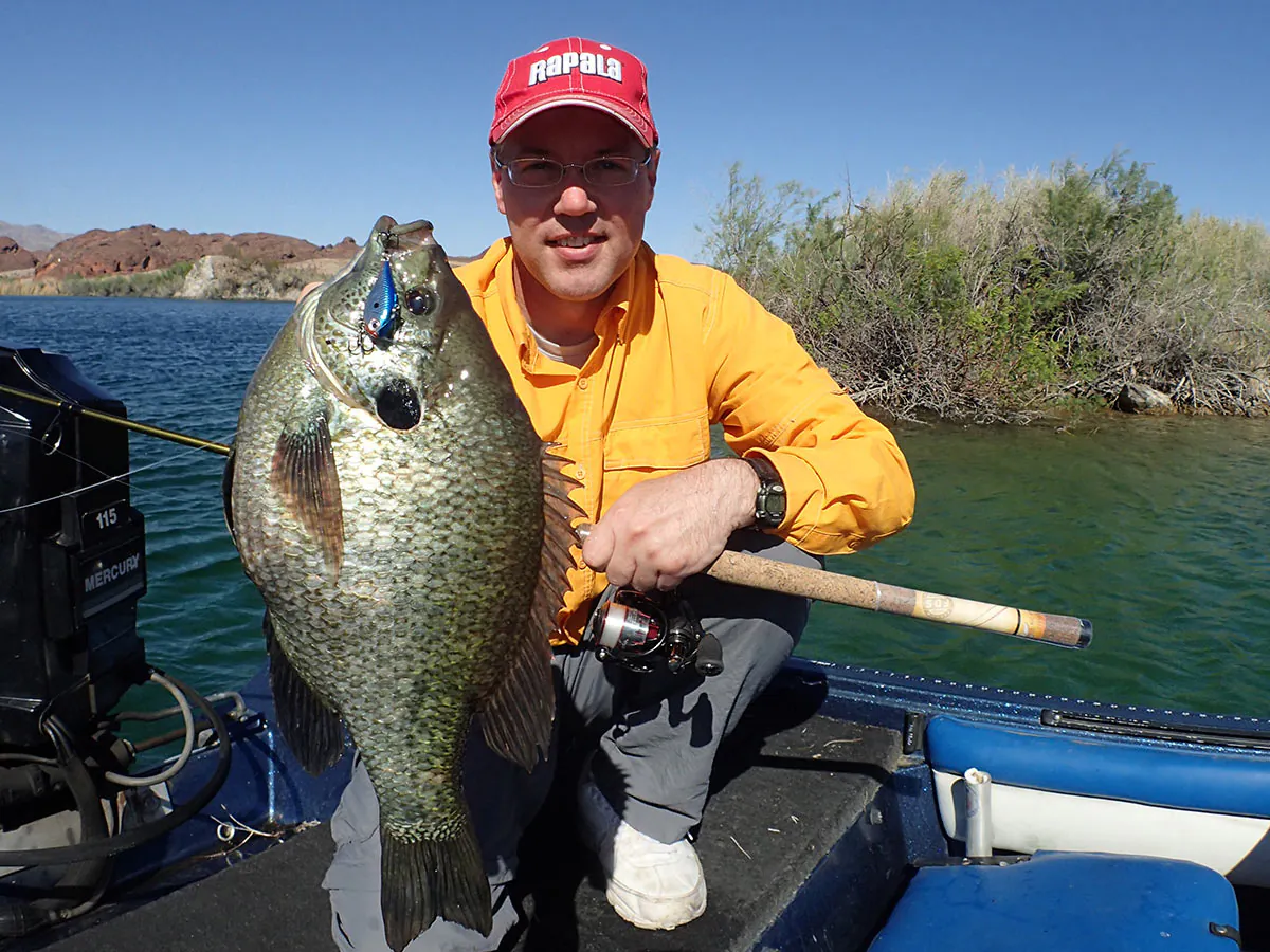 pêcheur tenant un bluegill