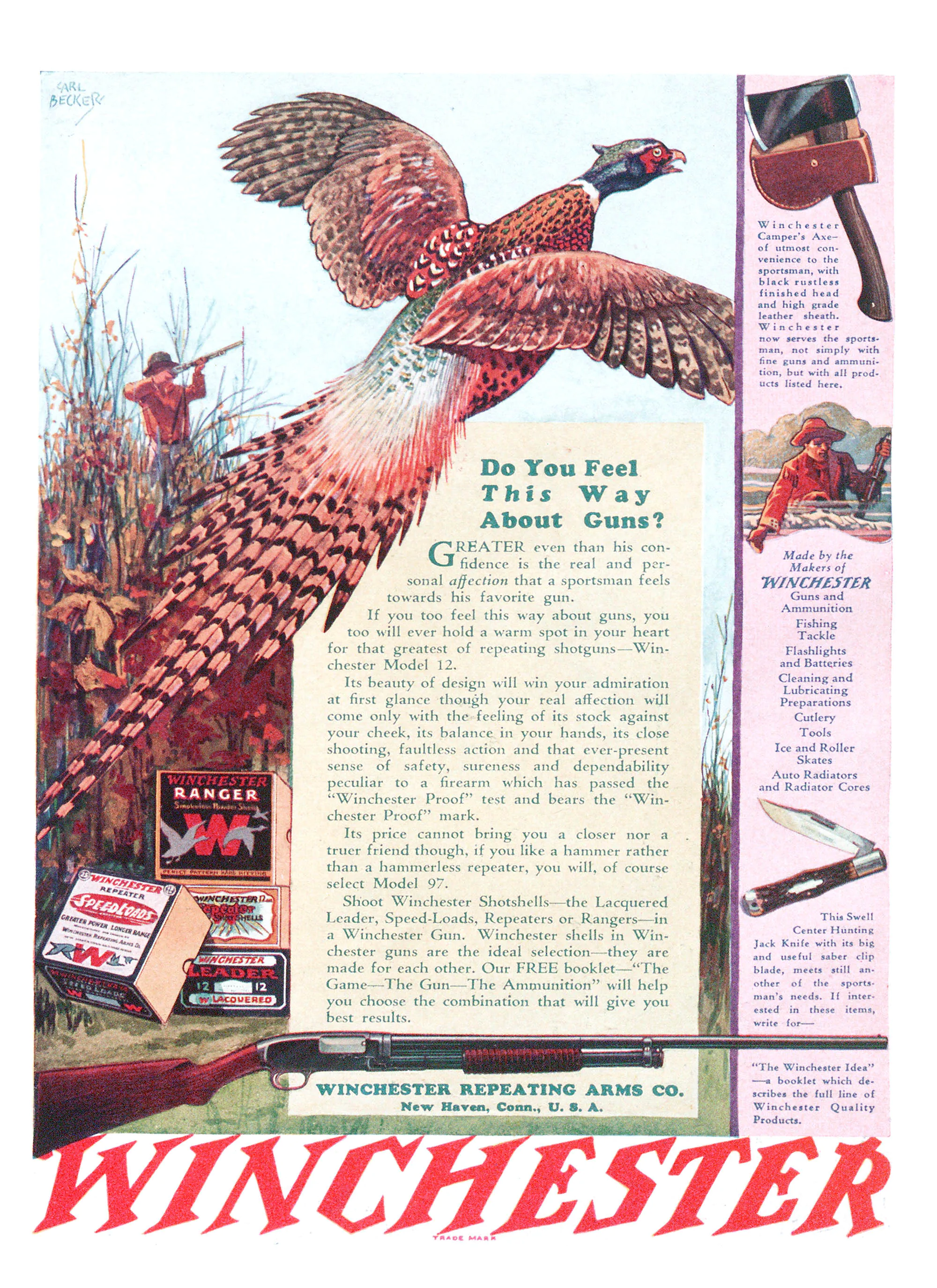 Une publicité Winchester Model 12 de Outdoor Life.
